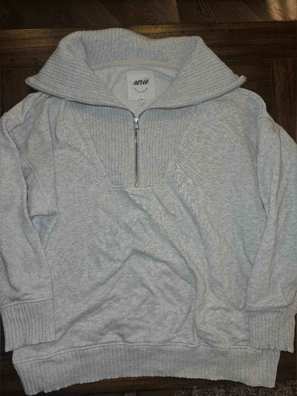 aerie Gray Half-Zip Sweater Pullover